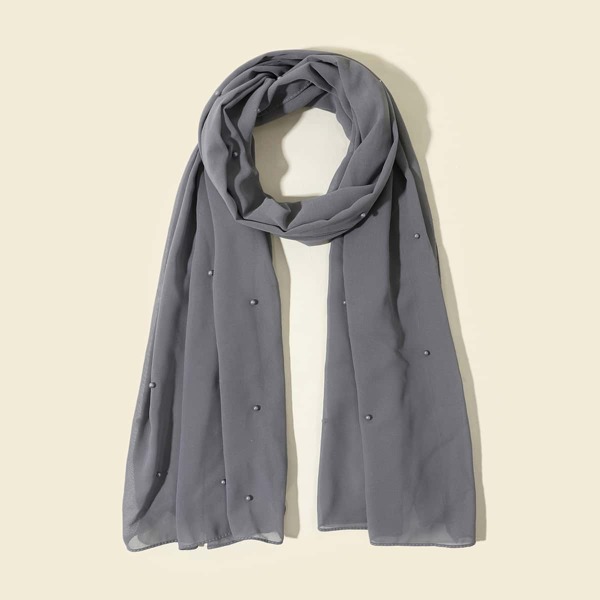 

Faux Pearl Decor Scarf, Grey