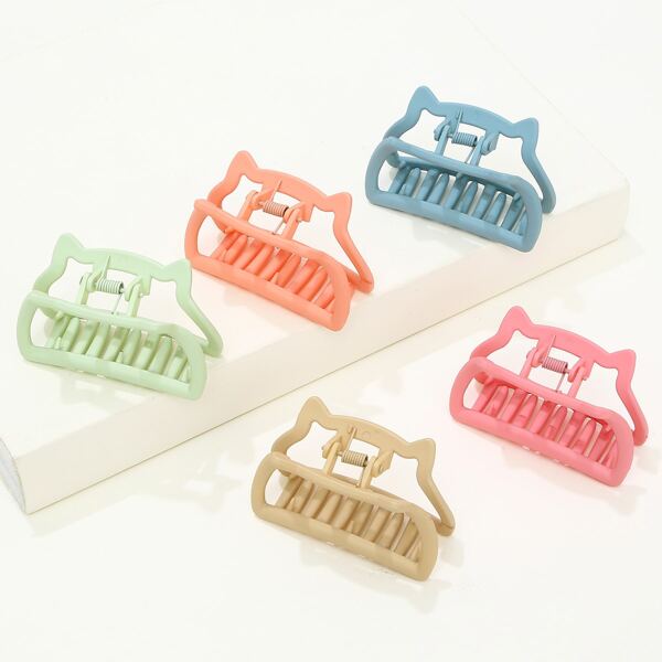 

5pcs Solid Hair Claw, Multicolor