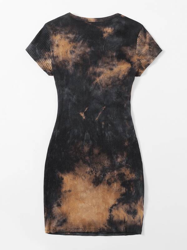SHEIN EZwear Tie Dye Ribknit Bodycon Dress SHEIN UK