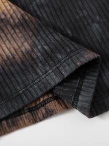 SHEIN EZwear 紮染羅紋針織包臀連衣裙 - 彩色 - 查看 3