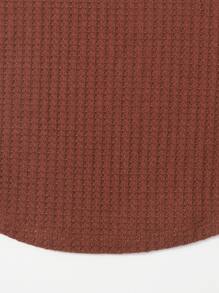 SHEIN EZwear Solid Waffle Knit Tee - Rust Brown - View 5