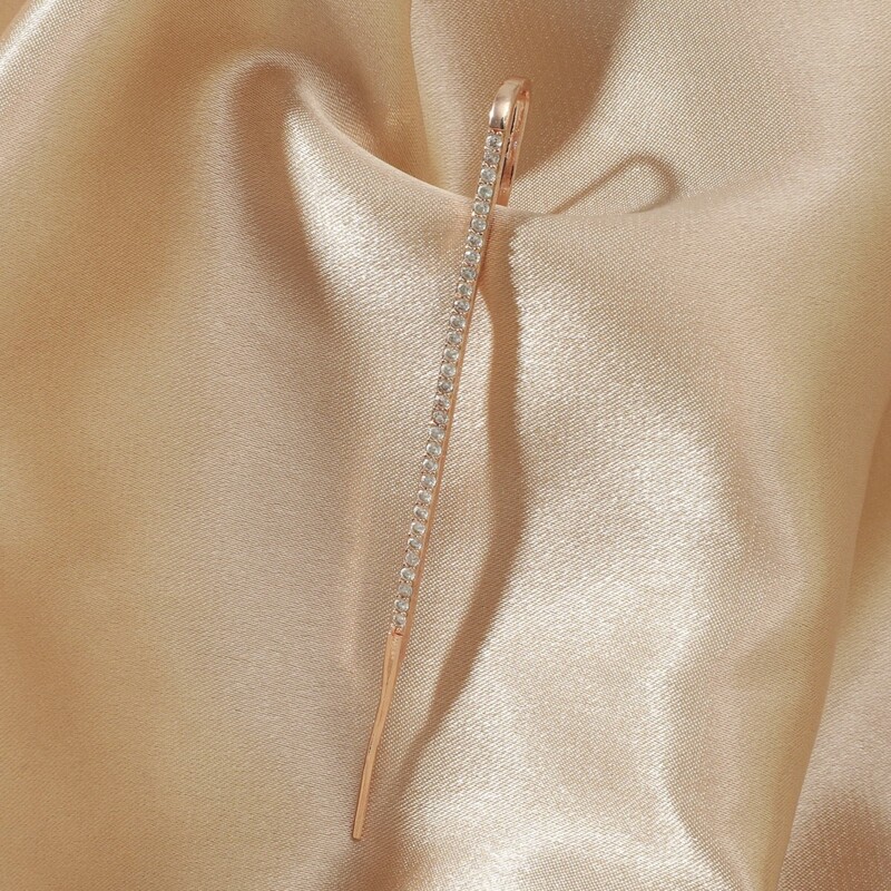 

Rhinestone Decor Thread Ear Pin, Rose gold