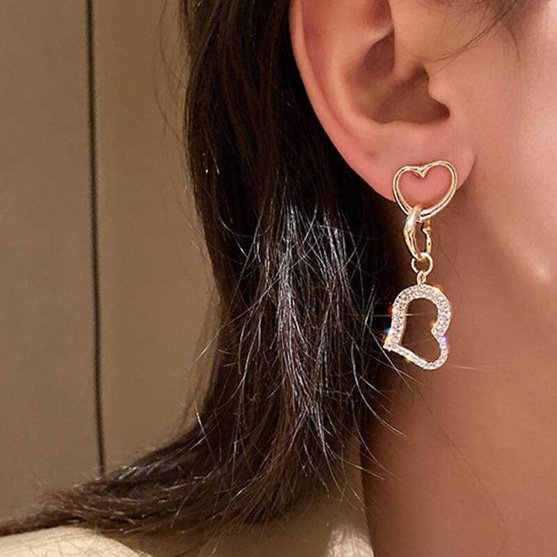 

Heart Drop Earrings, Gold