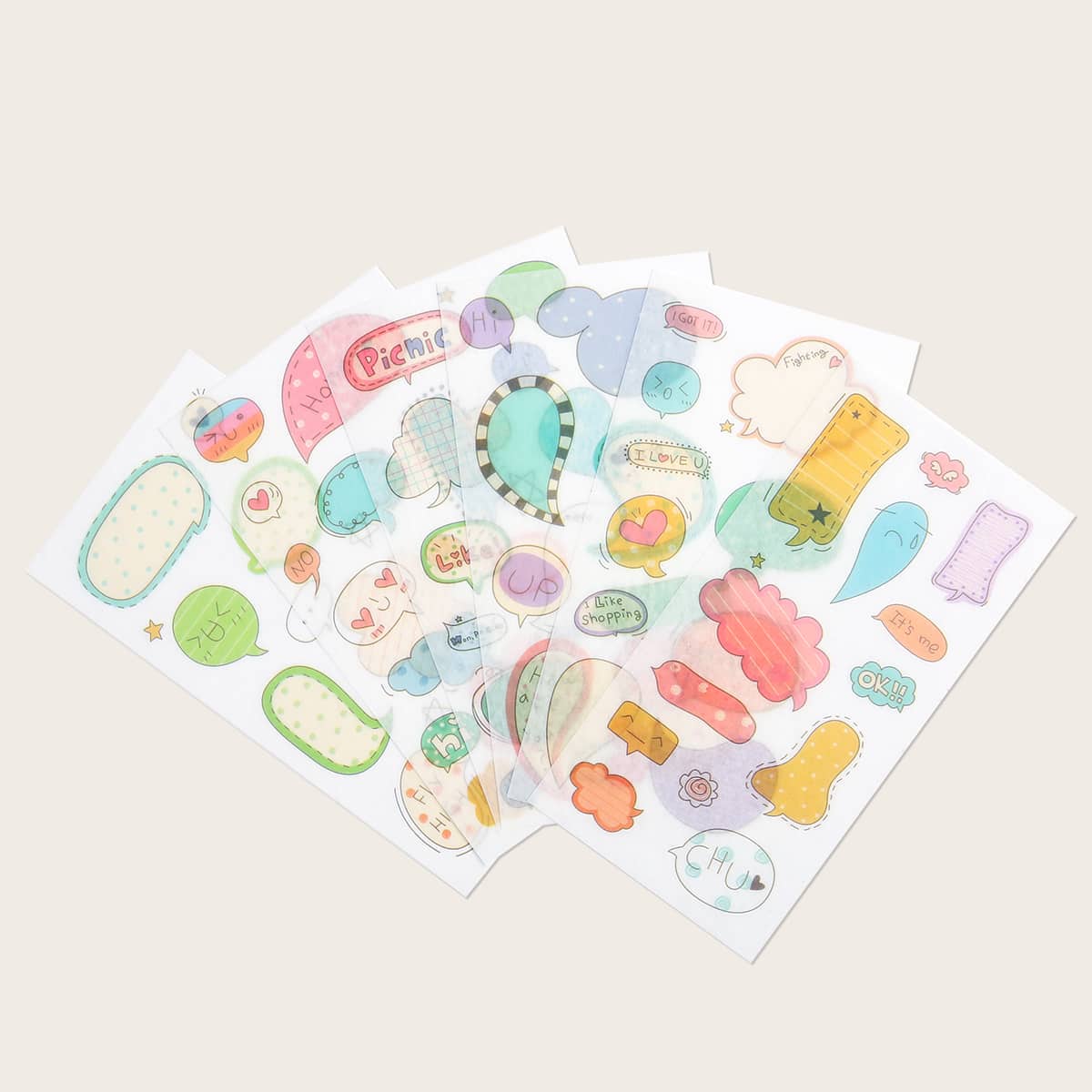 

6sheets Cartoon Graphic Sticker, Multicolor