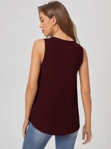 SHEIN LUNE Áo sơ mi Dây kéo màu trơn Giải trí - Màu Tím - Xem 2