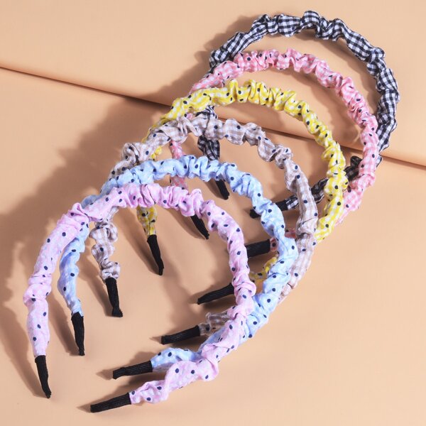 

6pcs Toddler Girls Polka Dot Headband, Multicolor