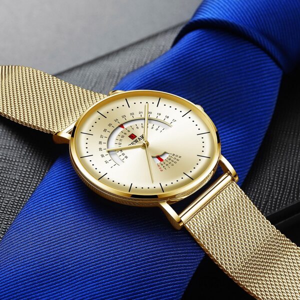 

Men Mesh Strap Calender Quartz Watch