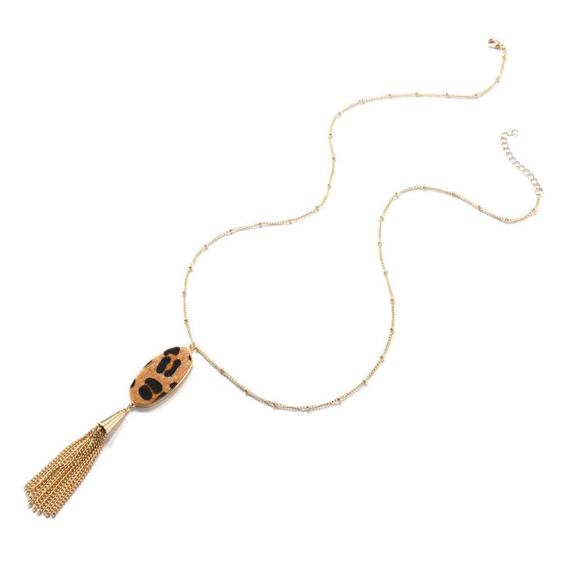 

1pc Leopard Tassel Pendant Chain Necklace, Gold