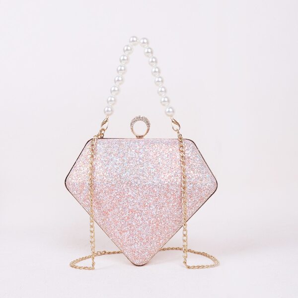 

Allover Glitter Decor Diamond Design Clutch Bag, Pink