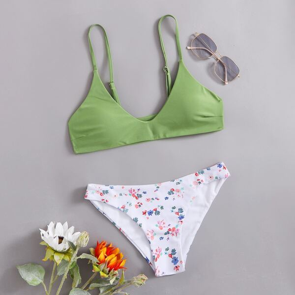 

Бикини с цветочным принтом, Зелёный