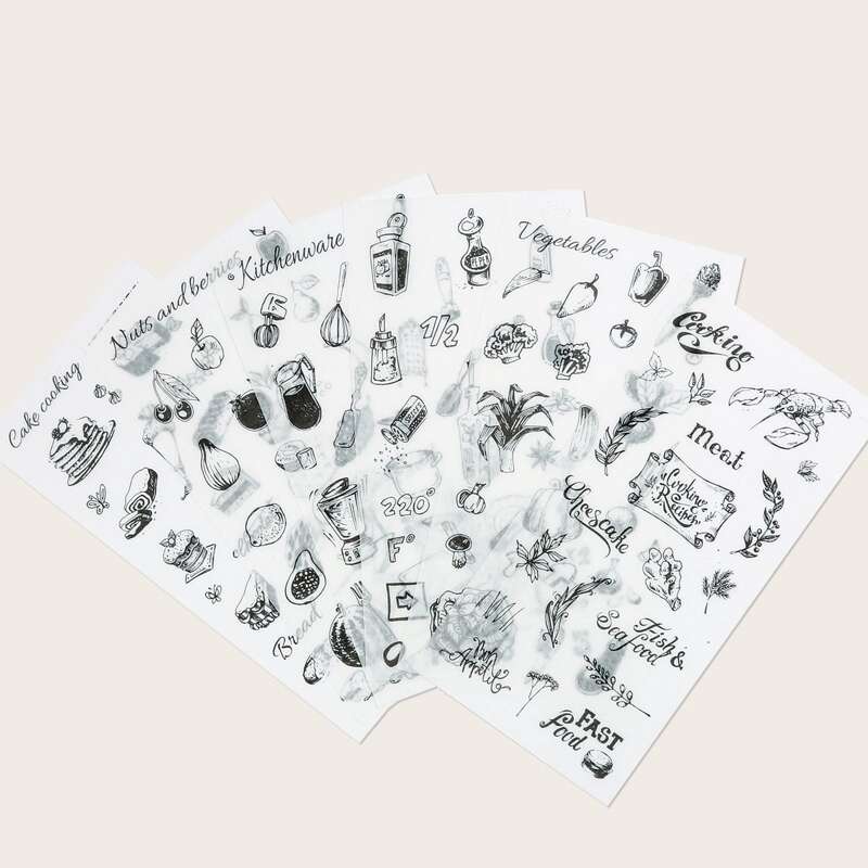 

6sheets Mixed Pattern Sticker, Multicolor