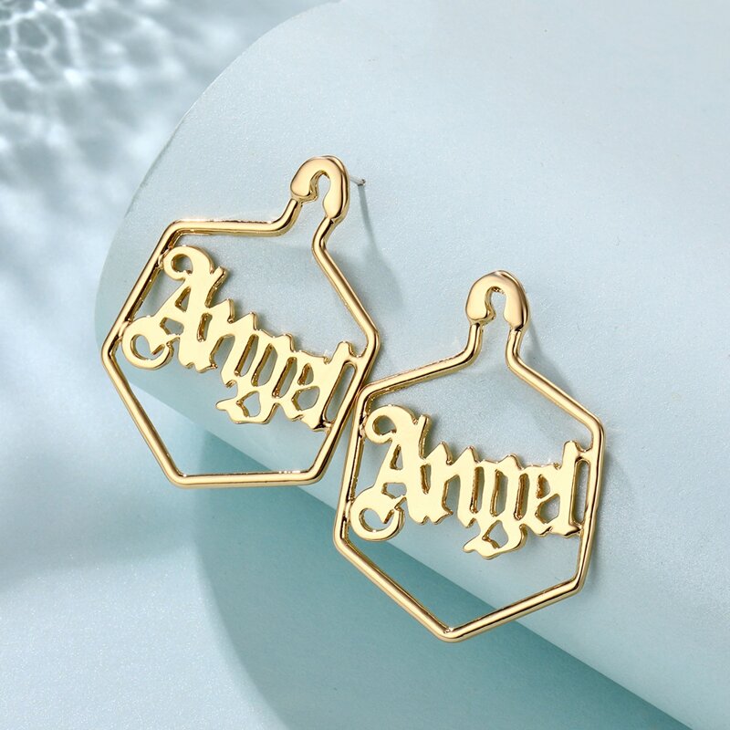 

Letter Drop Earrings, Gold