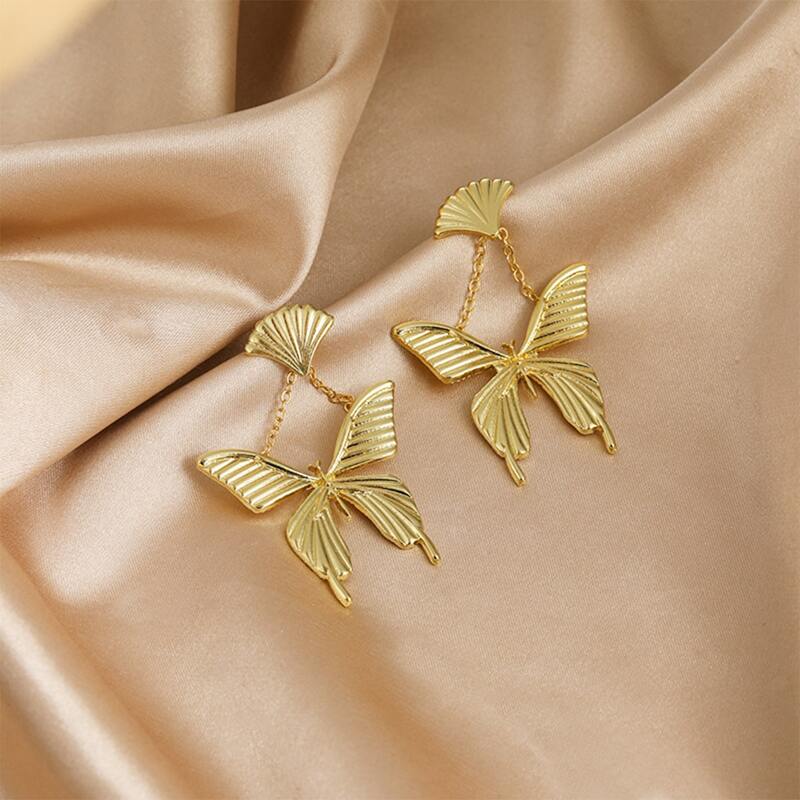 

Butterfly Drop Earrings, Gold