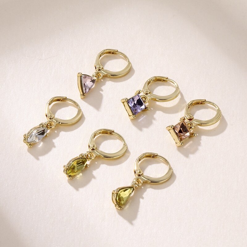 

3pairs Rhinestone Drop Earrings, Multicolor