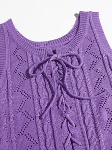 前繫帶毛衣背心