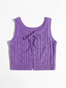 前繫帶毛衣背心