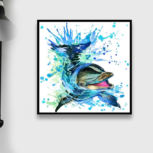 

Dolphin Print DIY Diamond Unframed Painting, Multicolor