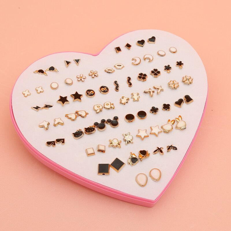 

36pairs Cartoon Stud Earrings, Multicolor