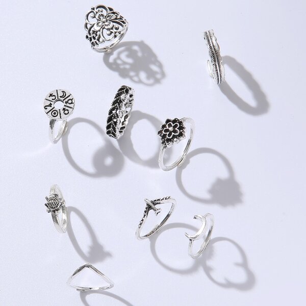 

9pcs Vintage Ring, Antique silver