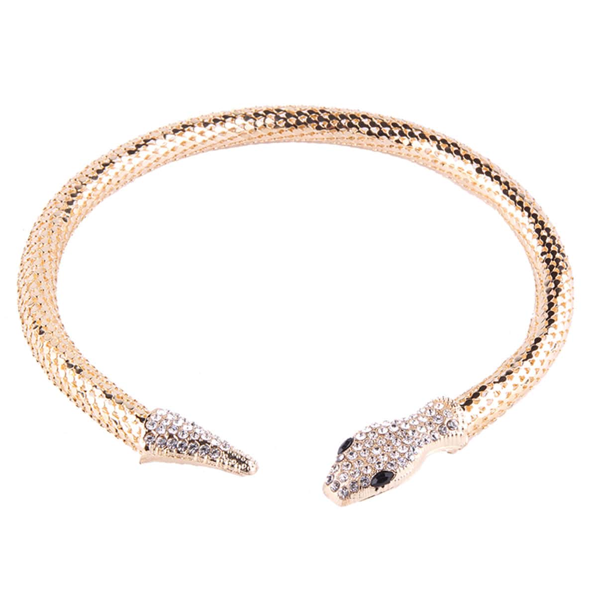 

1pc Rhinestone Snake Necklace, Gold