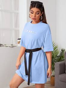 SHEIN Top con estampado de luna con cinturón - Azul - Ver 5