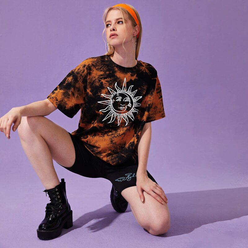 

Sun Graphic Tie Dye Tee, Orange