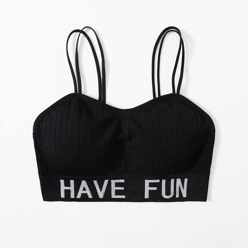 

Letter Graphic Bralette, Black
