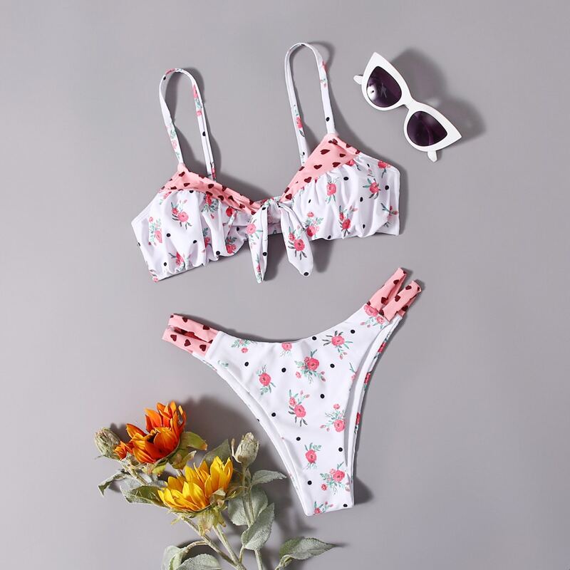 

Floral Knot Bikini Swimsuit, Multicolor