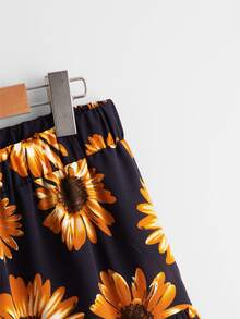 Falda amplia con estampado de girasol - Multicolor - Ver 3