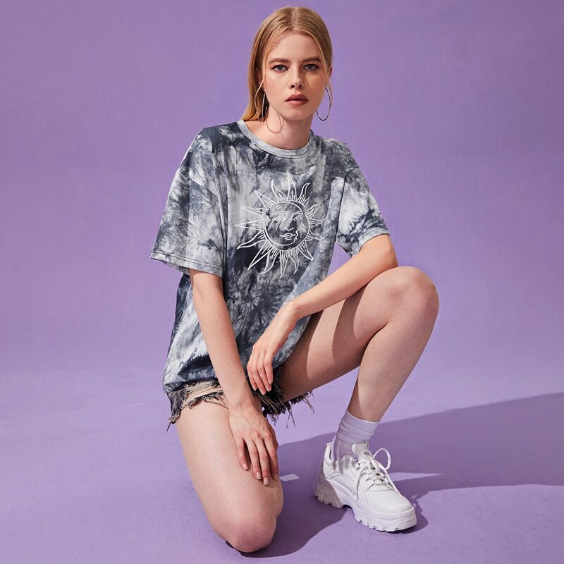 

Sun Graphic Tie Dye Tee, Black