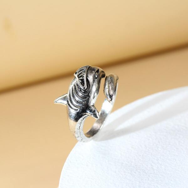 

Animal Design Cuff Ring, Antique silver