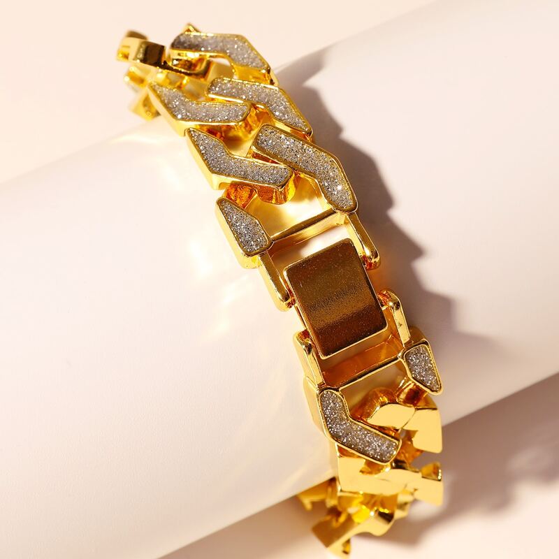 

Guys Glitter Link Bracelet, Gold