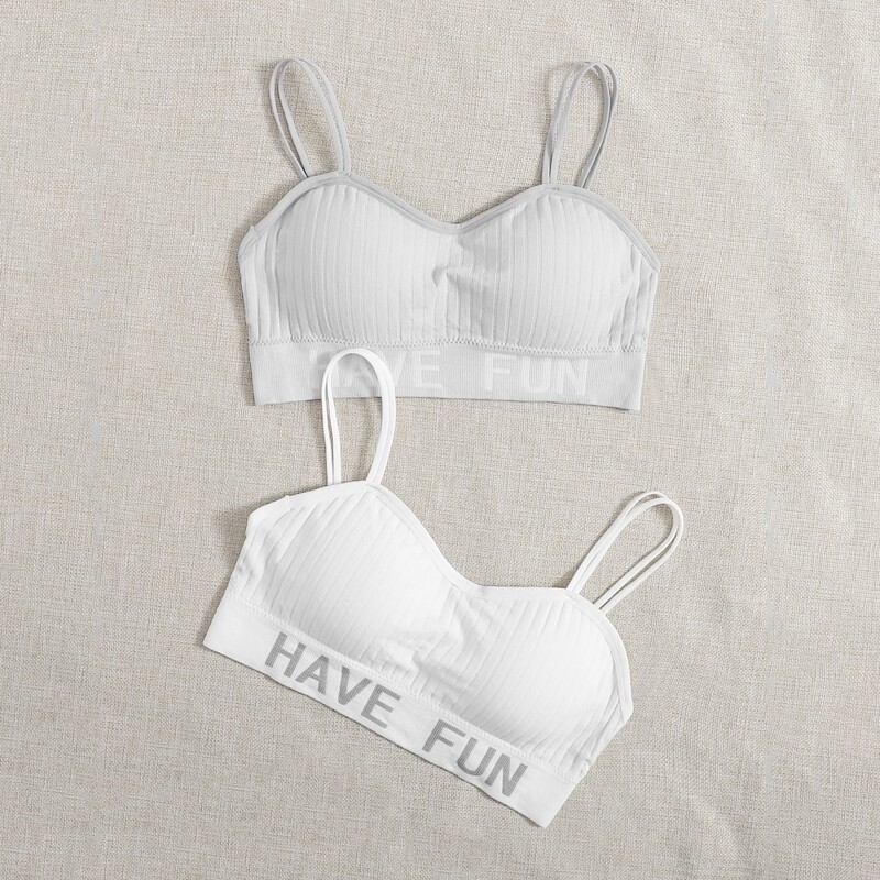 

2pack Letter Graphic Bralette, Multicolor