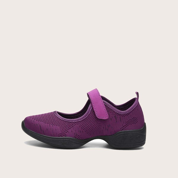 

Velcro Strap Knit Sneakers, Purple