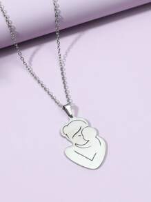 人像設計吊墜項鍊 - 銀色 - 查看 1