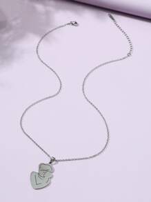 人像設計吊墜項鍊 - 銀色 - 查看 3