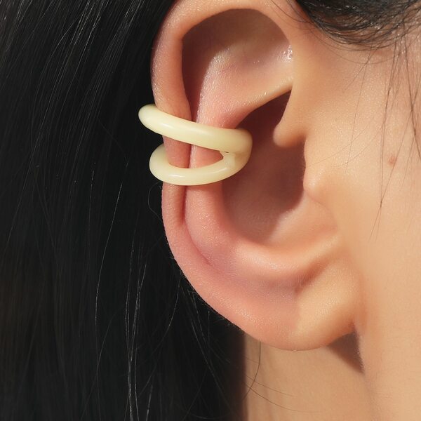

1pc Resin Ear Cuff, Beige