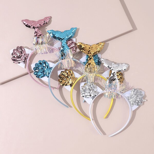 

4pcs Toddler Girls Sequin Decor Hair Hoop, Multicolor