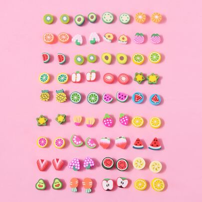 36對組女孩隨機水果設計耳釘