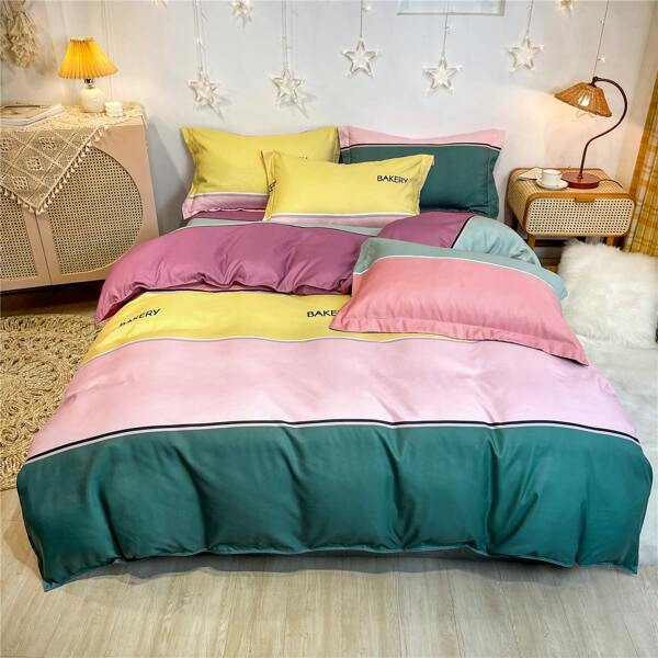 

Color Block Duvet Cover Set Without Filler, Multicolor