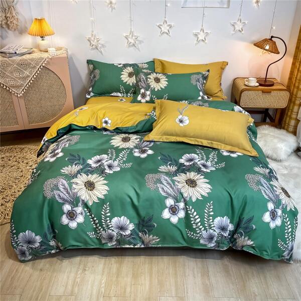 

Floral Pattern Duvet Cover Set Without Filler, Multicolor
