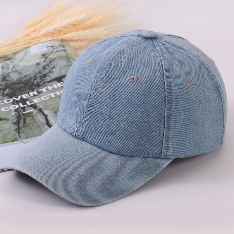 

Washed Denim Baseball Cap, Baby blue