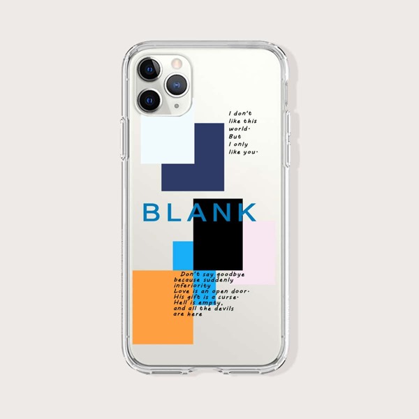 

Letter Graphic Clear Phone Case, Multicolor