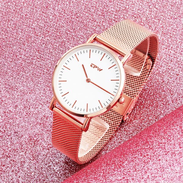 

Round Pointer Mesh Strap Quartz Watch