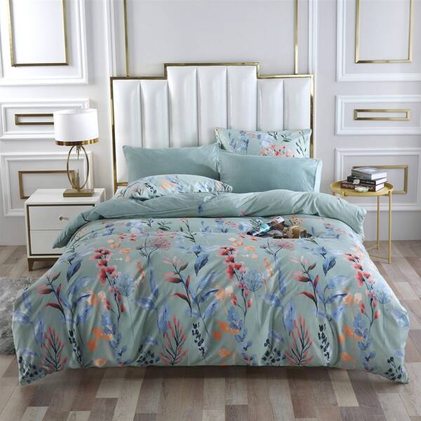 

Plants Print Duvet Cover Set Without Filler, Multicolor