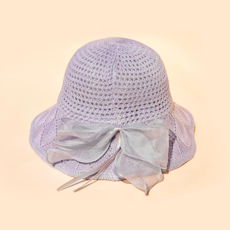 

Bow Decor Straw Hat, Purple