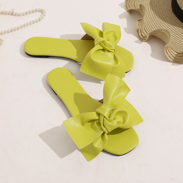 

Bow Decor Slide Sandals, Yellow