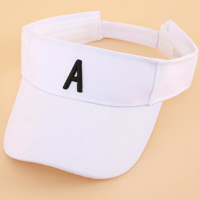 

1pc Letter Embroidery Visor Hat, White