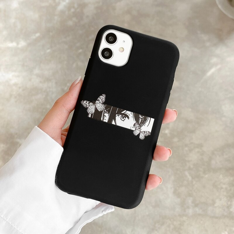 

Butterfly & Girl Print iPhone Case, Black