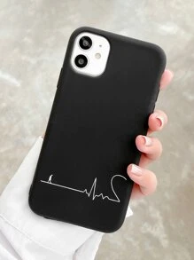 2pcs Couple Love ECG Wave Case Compatible With iPhone - Black - View 4